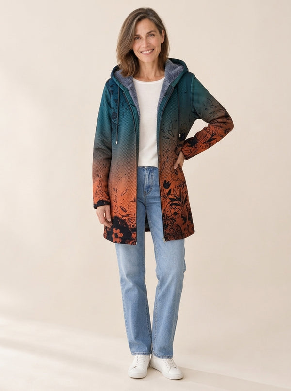 Daphné | Veste à capuche doublée Dégradé forêt d'automne