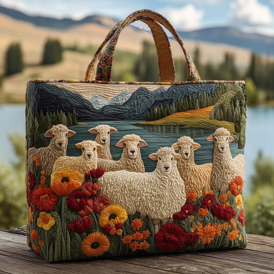 Bertille | Sac artisanal Moutons au bord du lac