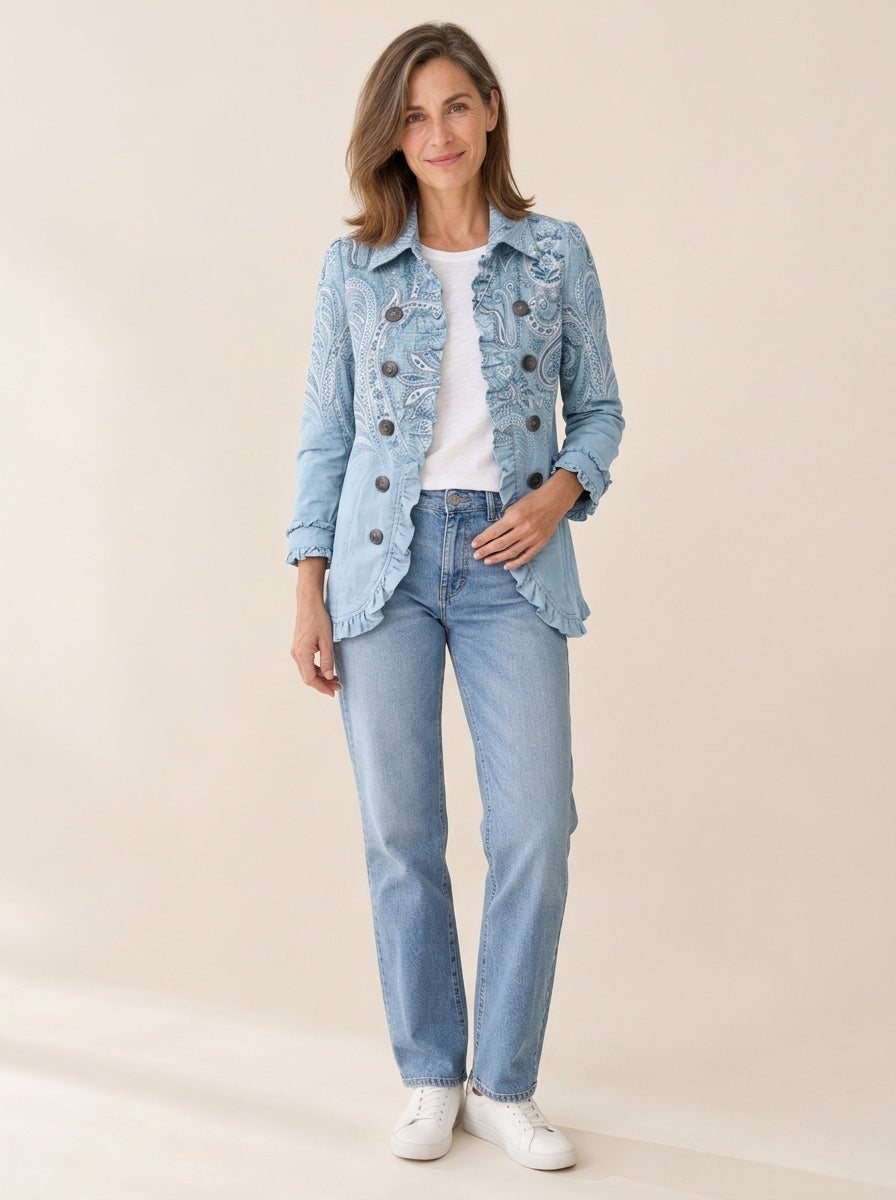 Estrella | Veste à imprimé cachemire vintage à volants
