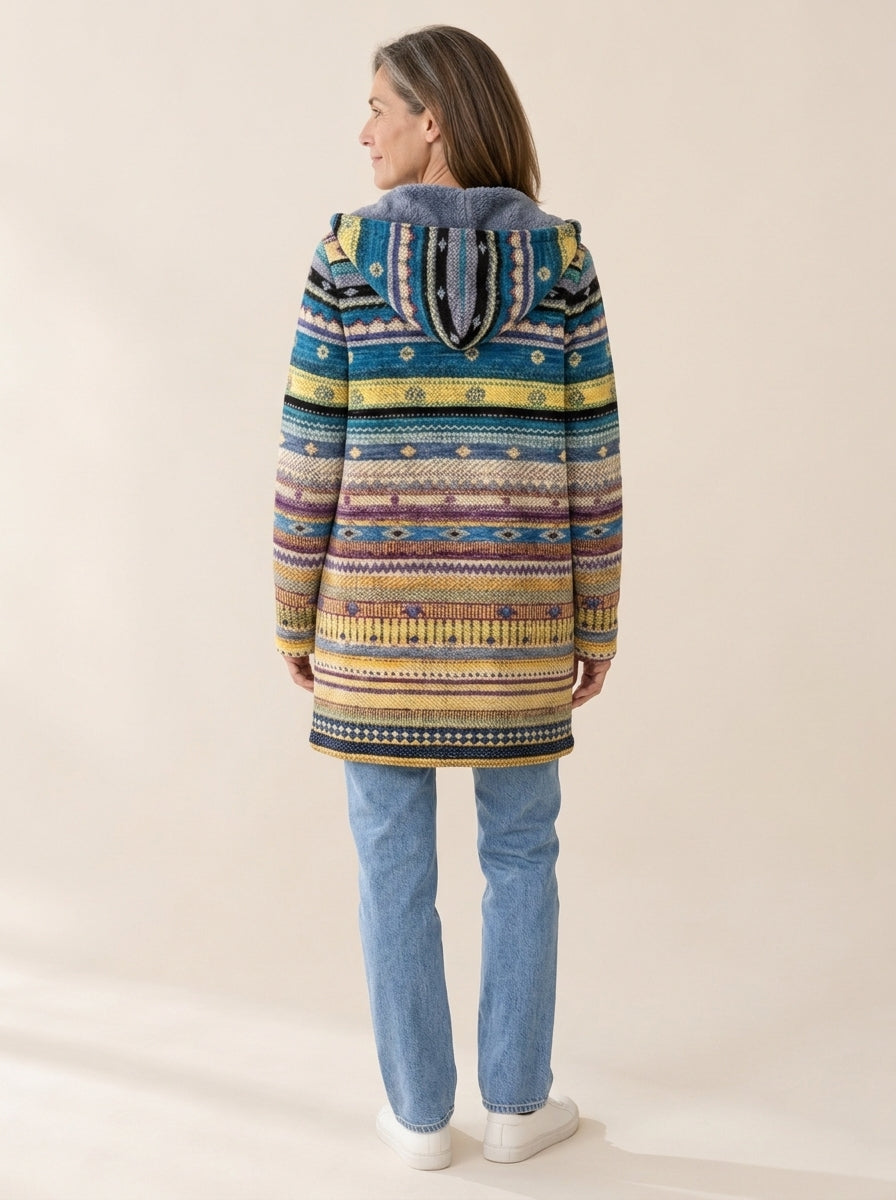 Garance | Veste à capuche doublée Rayures aztèques