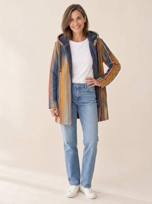 Isabelle | Veste à capuche doublée Rayures vintage
