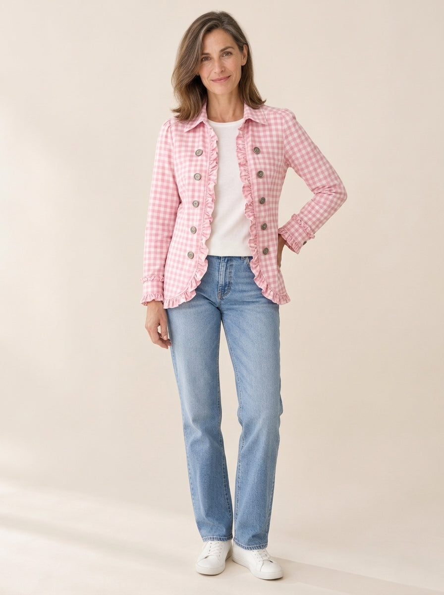 Charlène | Veste vichy à volants