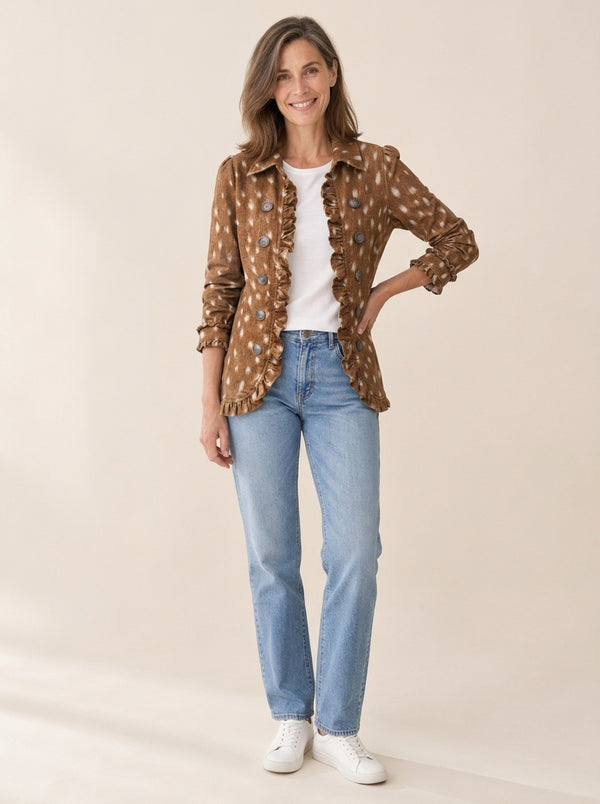 Nolinda | Veste bohème à imprimé animalier et volants