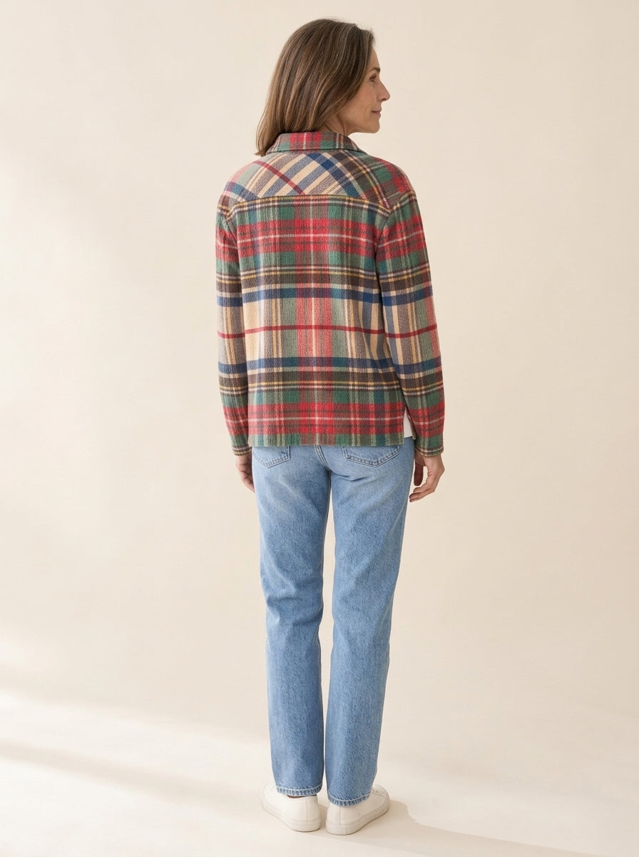 Gloria | Cardigan boutonné à carreaux multicolores