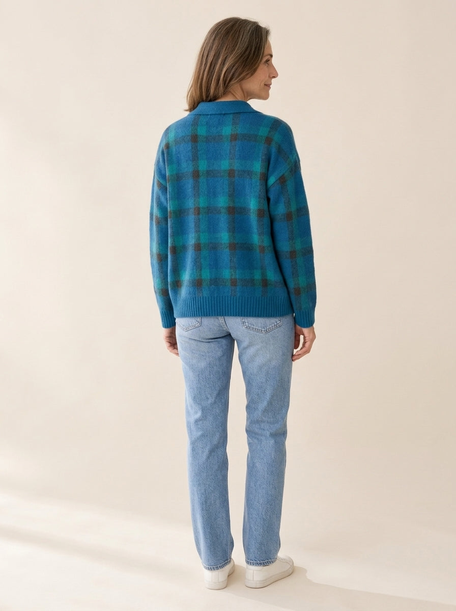 Kelsey | Gilet à carreaux en maille brossée