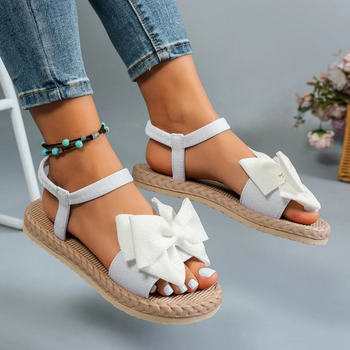 Mila | Sandales Plates Nœud Confort Été