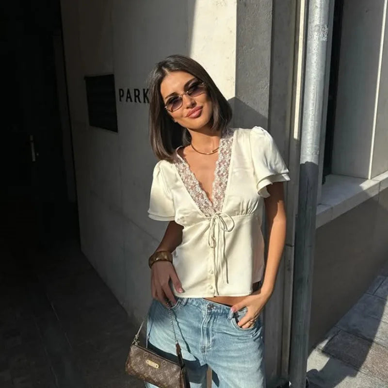 Chloé | Top en Dentelle à Col V