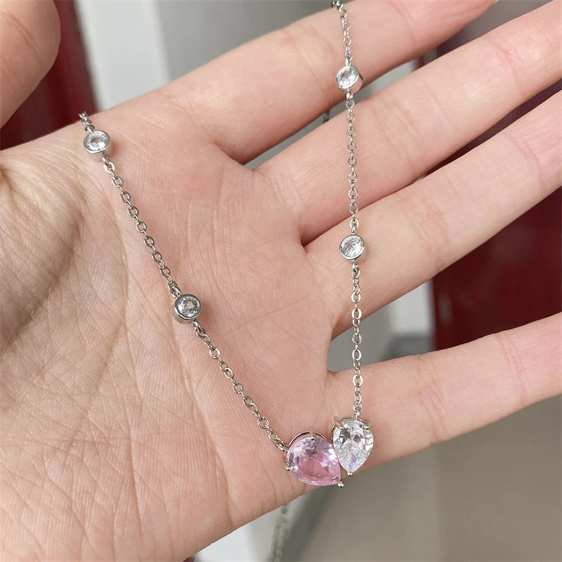 Aurore | Parure Cœur en Zircon Rose