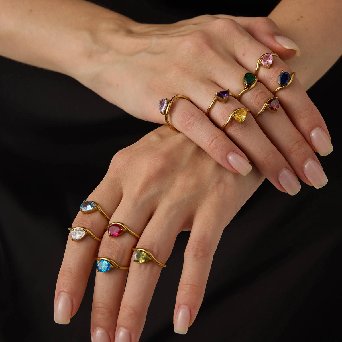 Camille | Bague goutte d'eau lumineuse