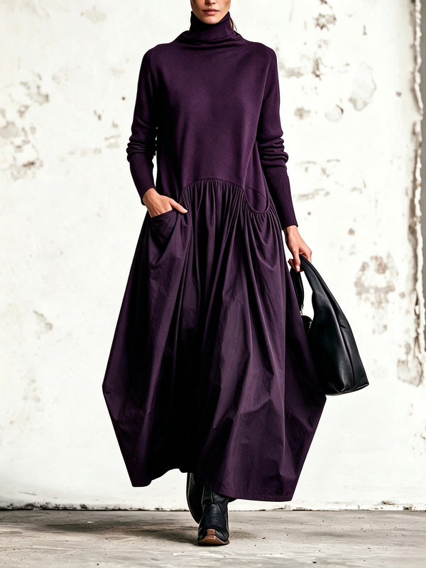 Odette | Robe maxi oversize à col montant — Violet