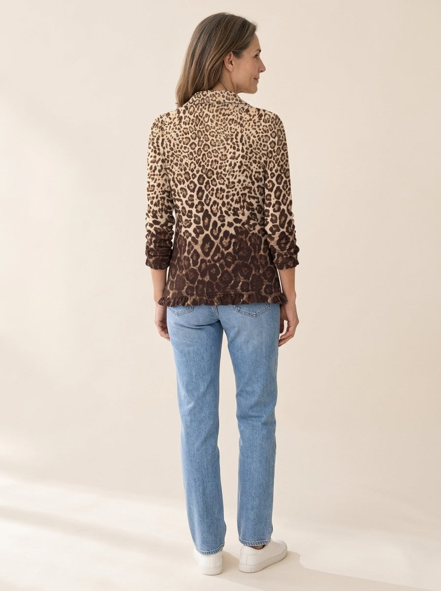 Navara | Veste à volants à imprimé léopard