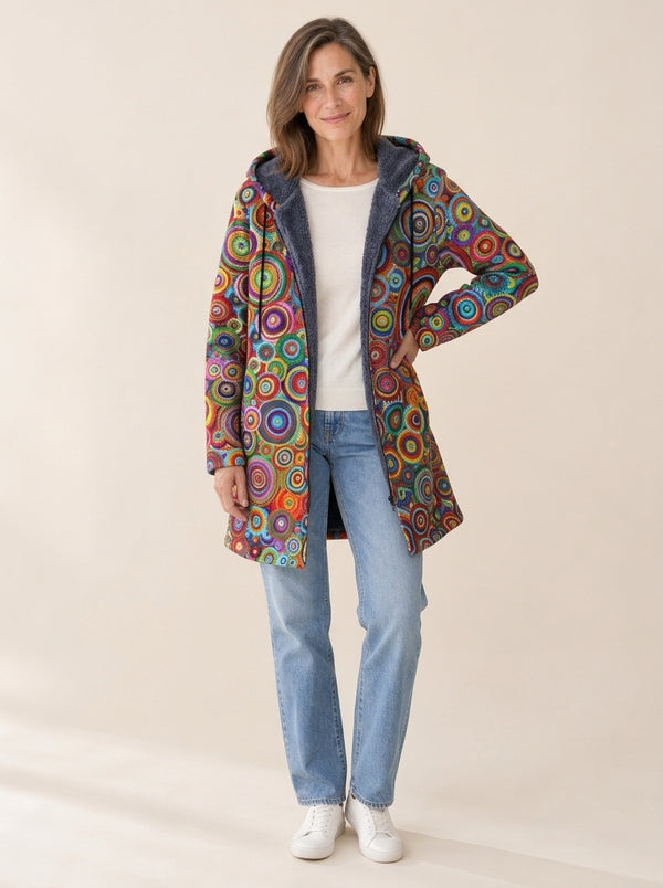Héloïse | Veste à capuche doublée Cercles psychédéliques