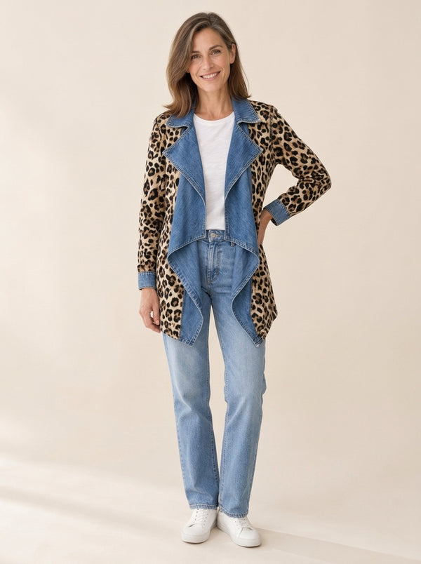 Sherilyn | Veste léopard et denim