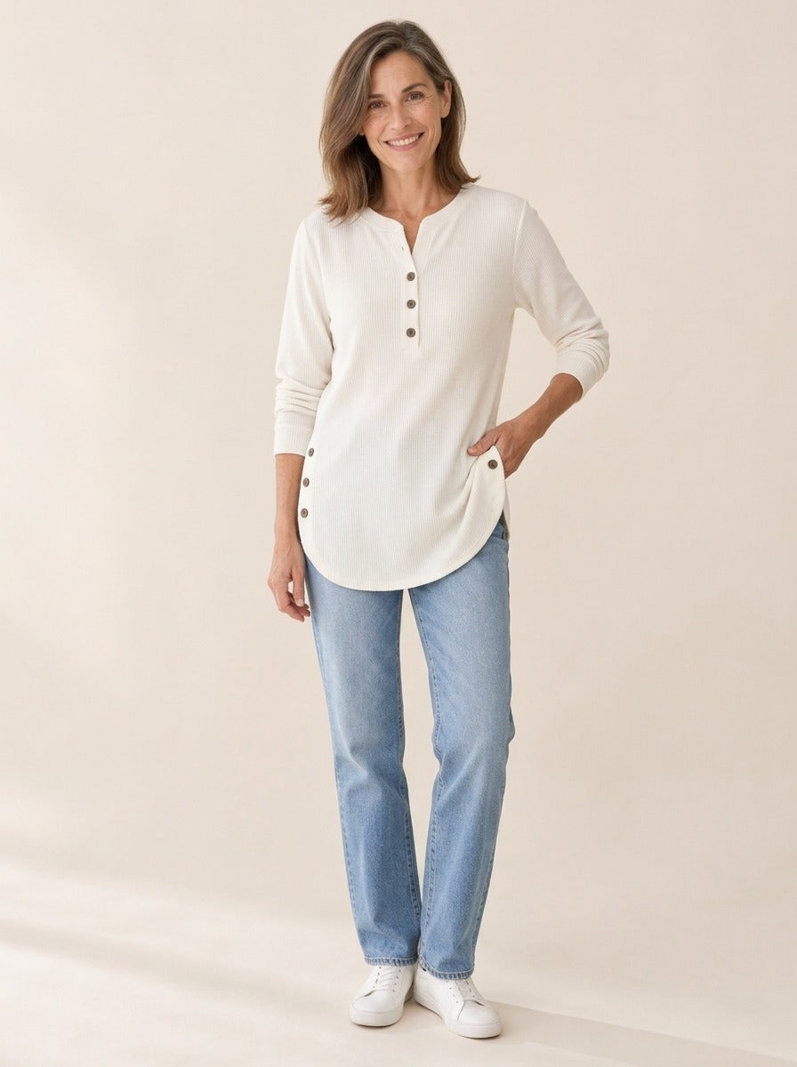 Neva | Tunique Henley boutonnée