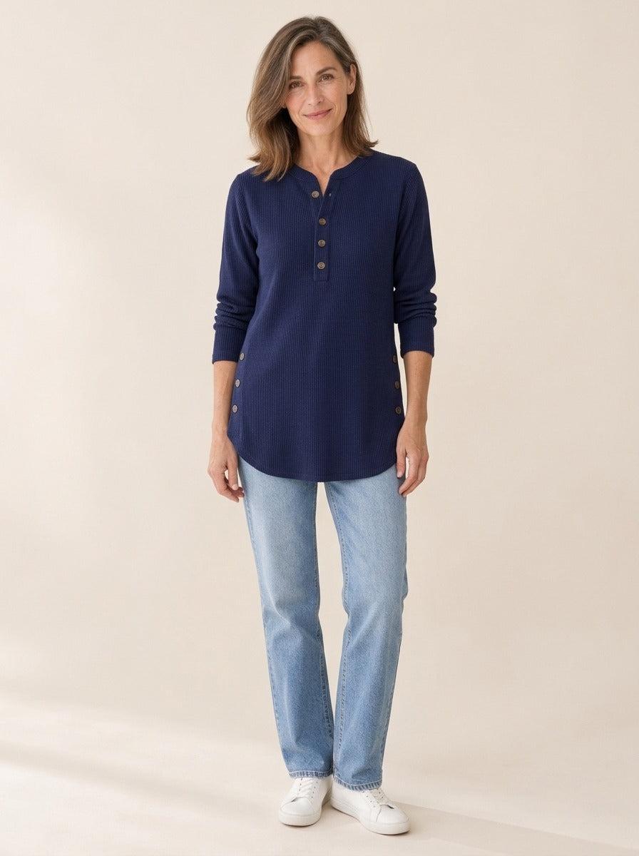 Neva | Tunique Henley boutonnée