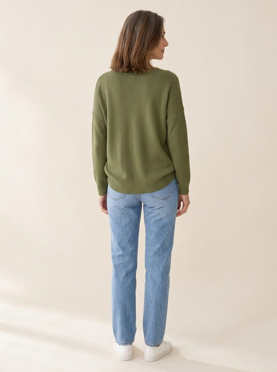 Helena | Pull en maille boutonné style Henley