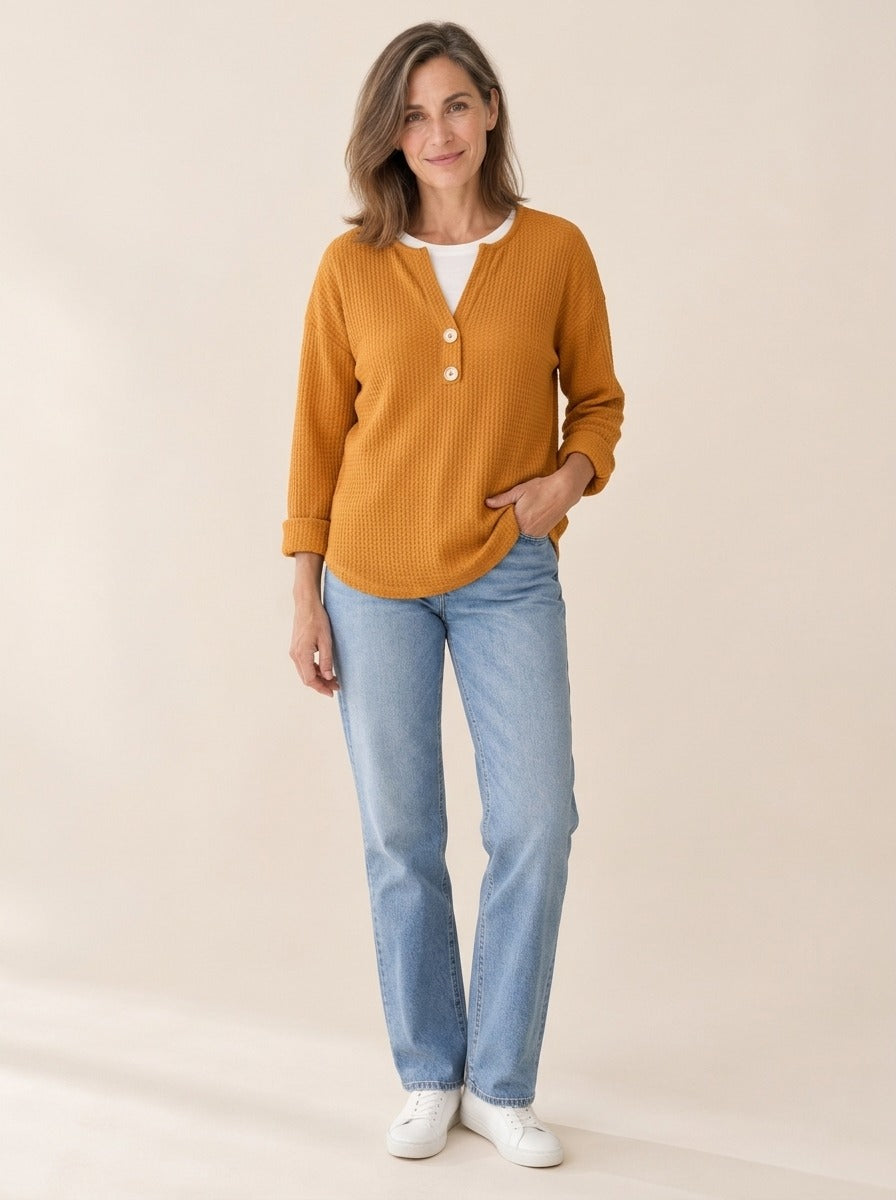 Lucinda | Haut Henley à boutons