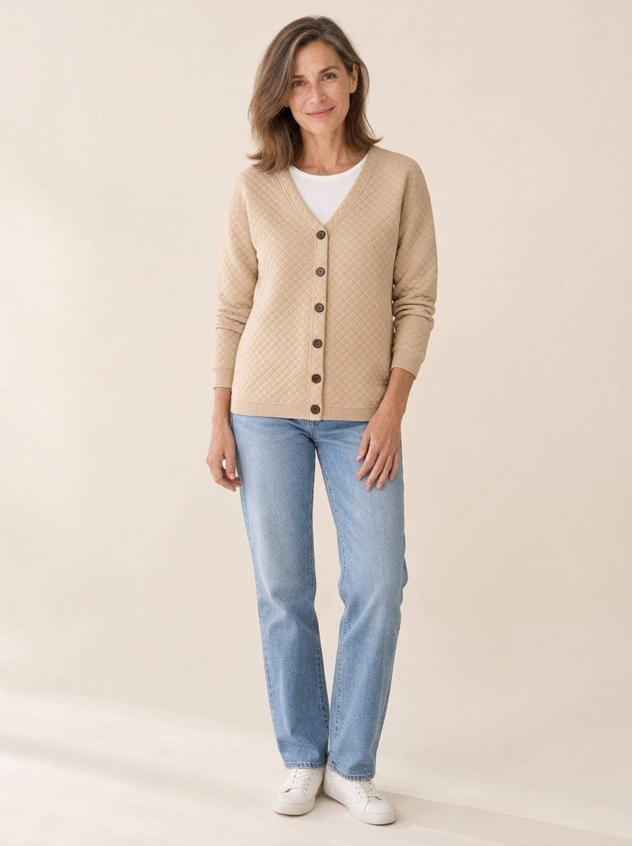 Laverne | Cardigan matelassé boutonné sur le devant