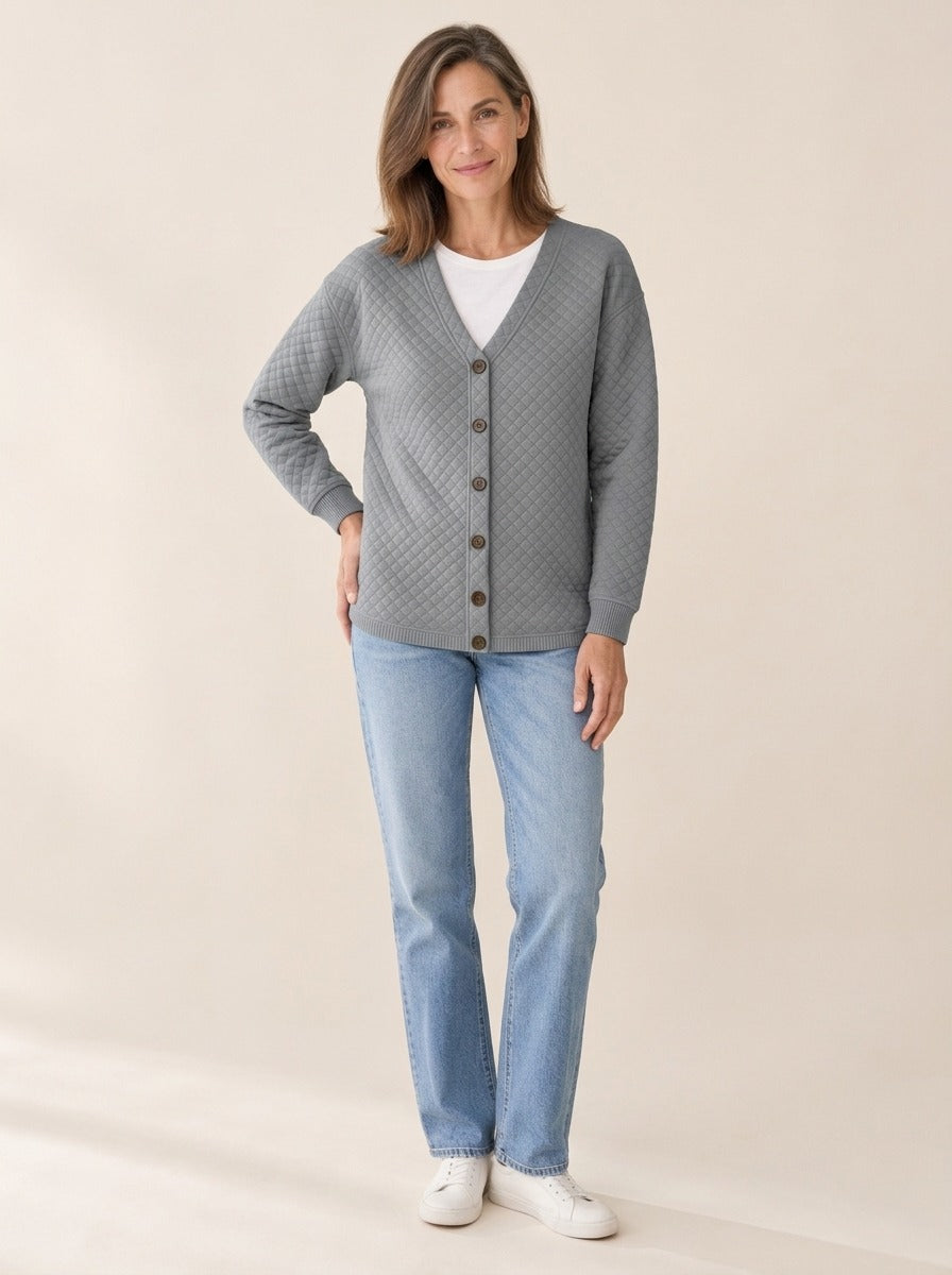 Laverne | Cardigan matelassé boutonné sur le devant