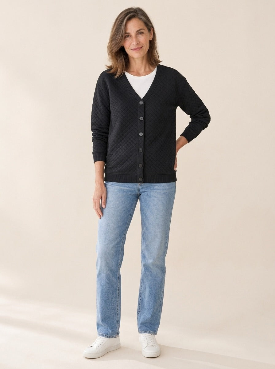 Laverne | Cardigan matelassé boutonné sur le devant