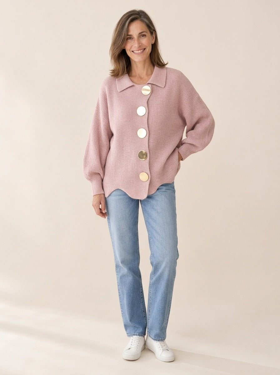 Valentine | Karina Cardigan oversize à col et boutons