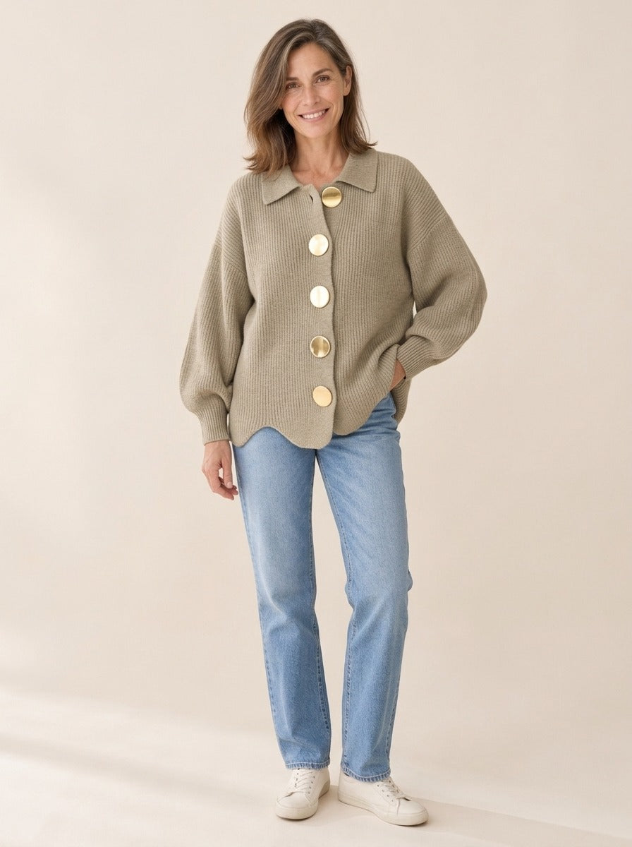 Valentine | Karina Cardigan oversize à col et boutons