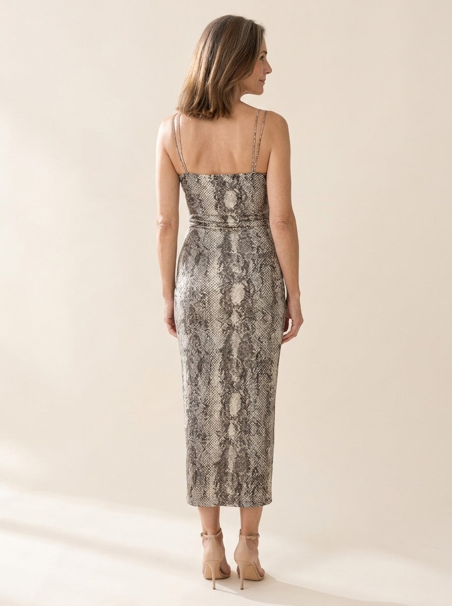 Perrine | Robe Midi Léopard Col V