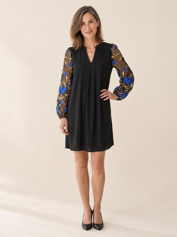 Damille | Robe élégante à manches fleuries