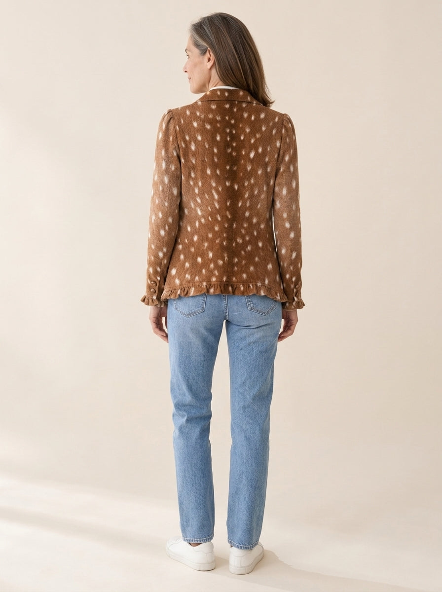 Nolinda | Veste bohème à imprimé animalier et volants