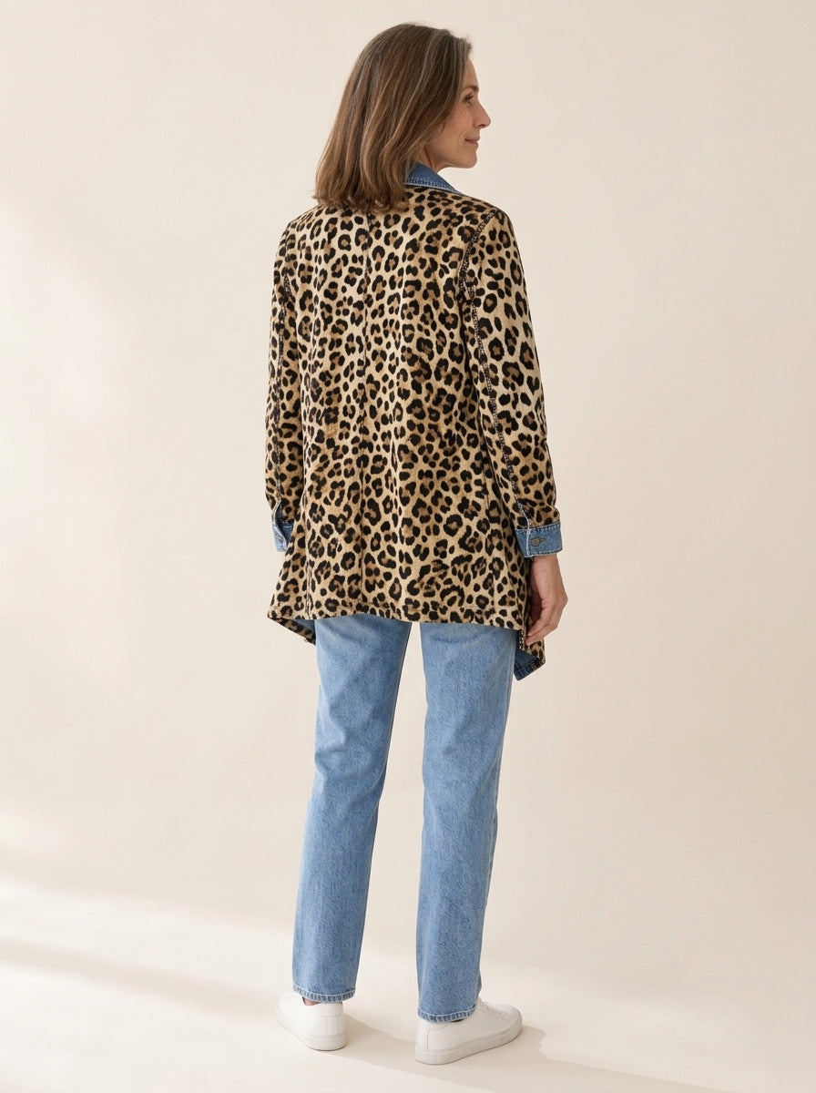 Sherilyn | Veste léopard et denim