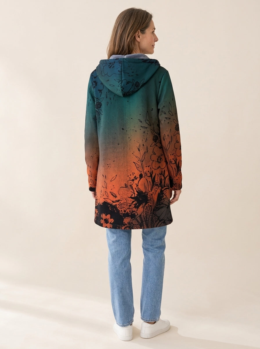 Daphné | Veste à capuche doublée Dégradé forêt d'automne
