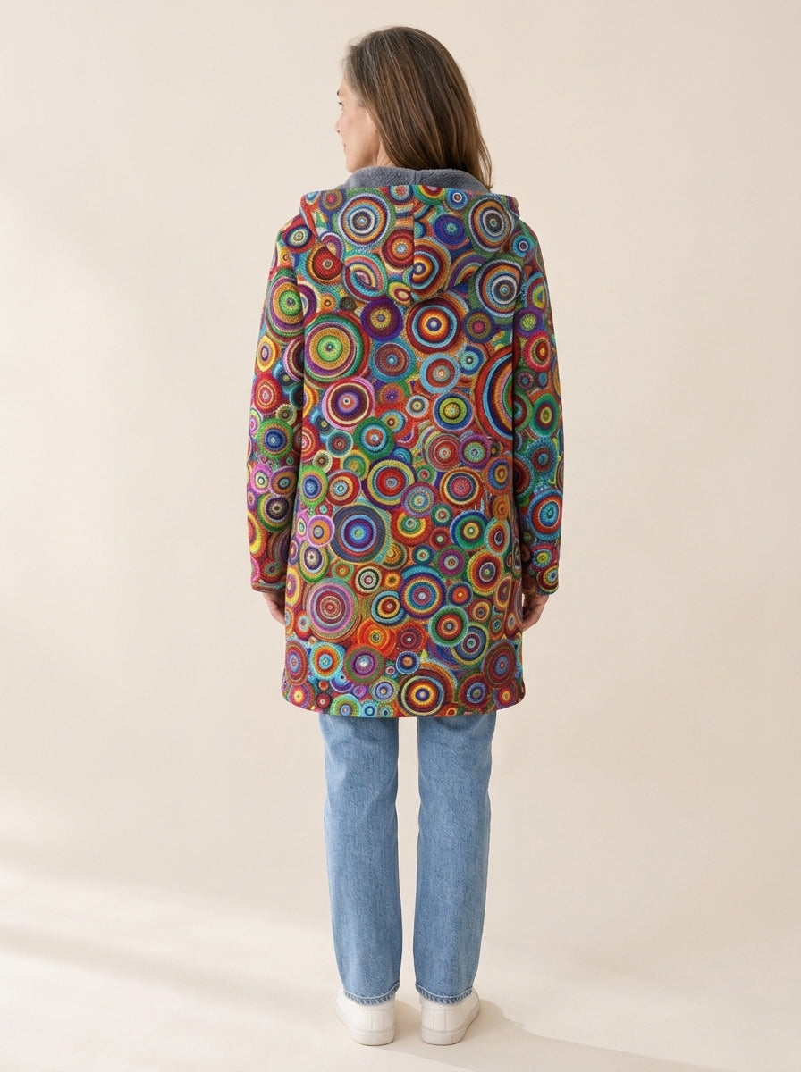 Héloïse | Veste à capuche doublée Cercles psychédéliques