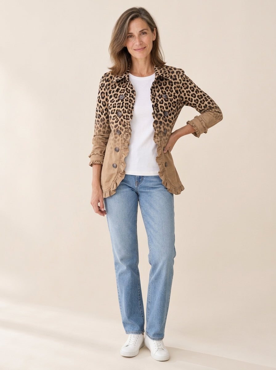 Tawny | Veste léopard à volants