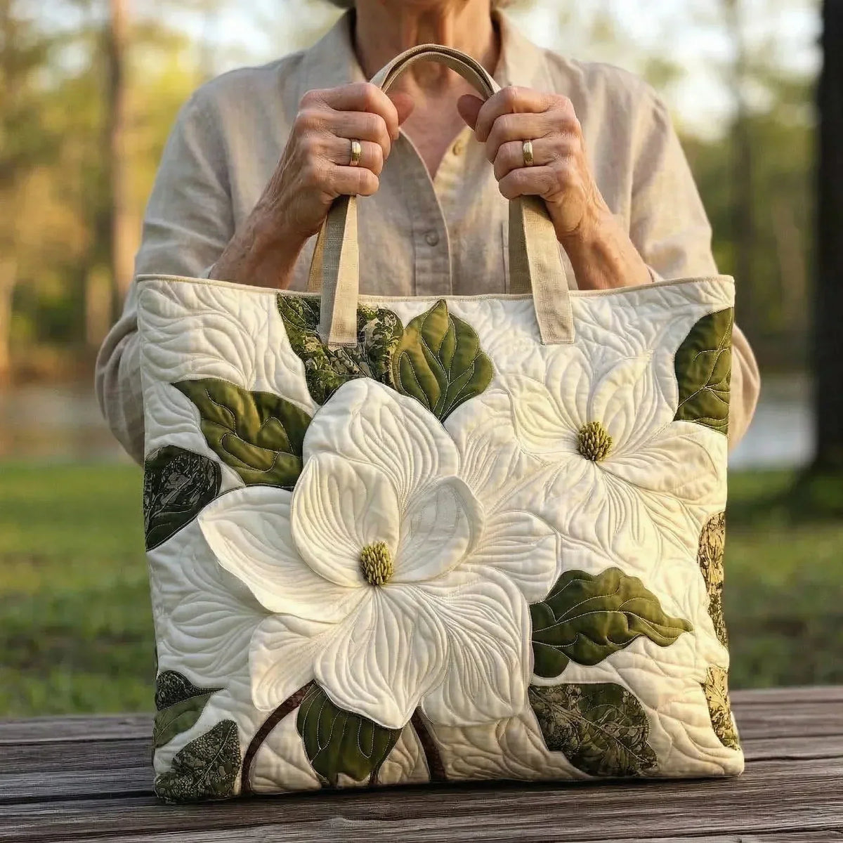 Ariane | Sac matelassé artisanal Élégants lys blancs