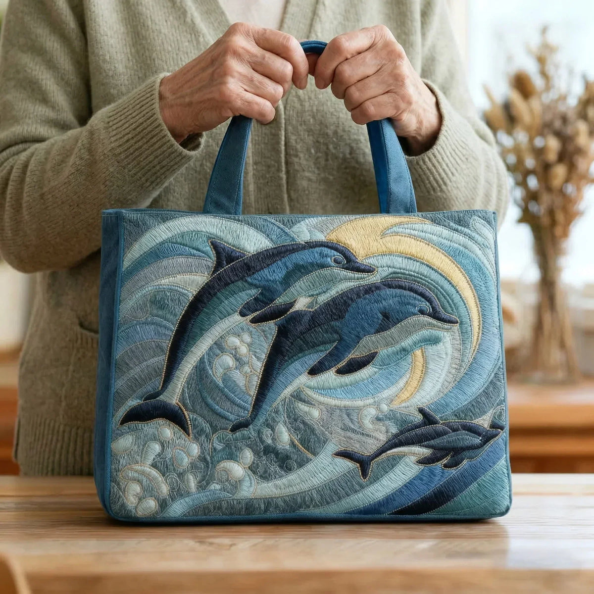 Amélie | Sac artisanal Dauphin océan