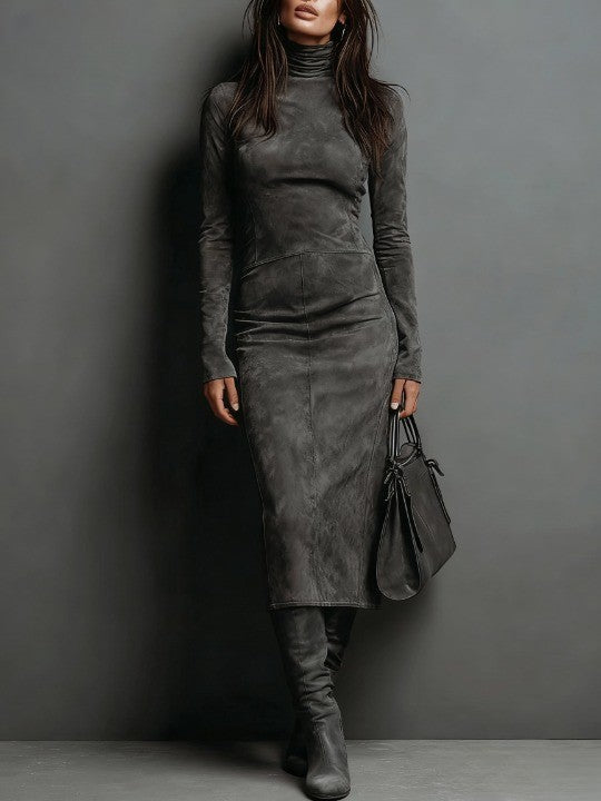 Lorène | Robe midi longue marron
