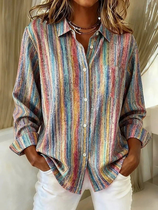 Anne™ | Blouse à rayures multicolores de style vintage