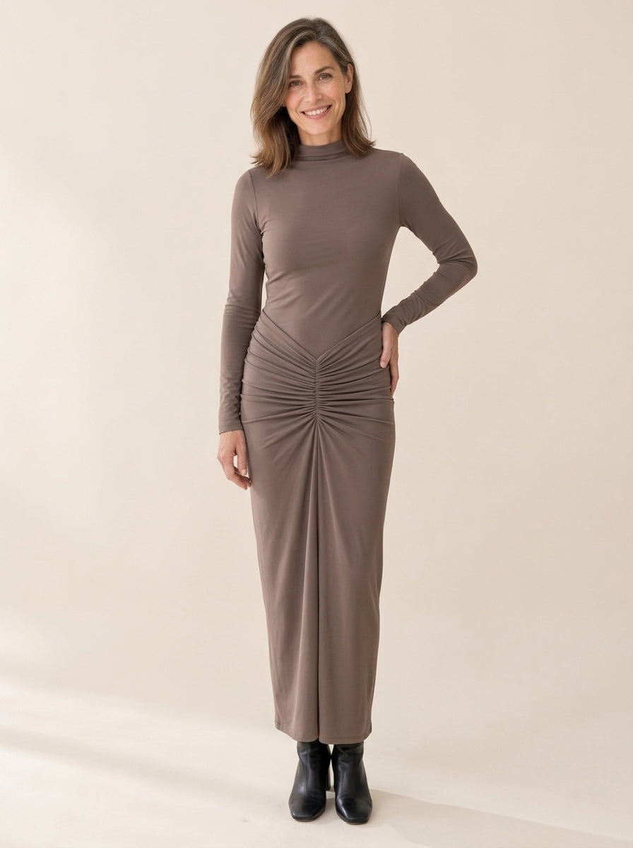 Joséphine | Robe longue gainante col montant