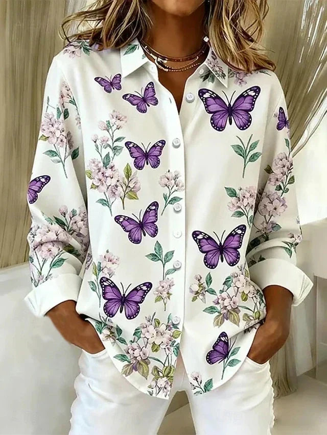 Dahlia™ | Blouse à papillons boutonnée