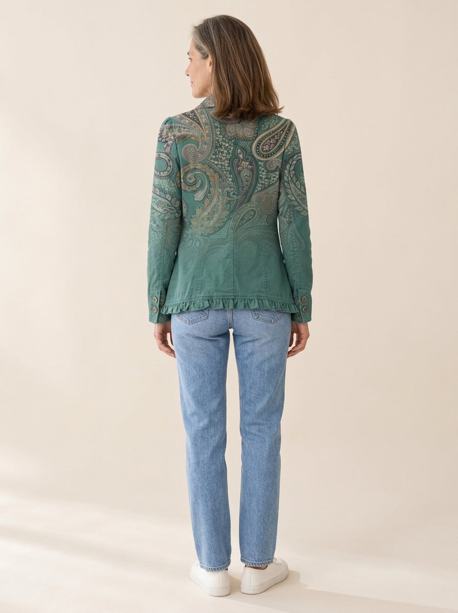 Jemara | Veste bohème à imprimé cachemire et volants