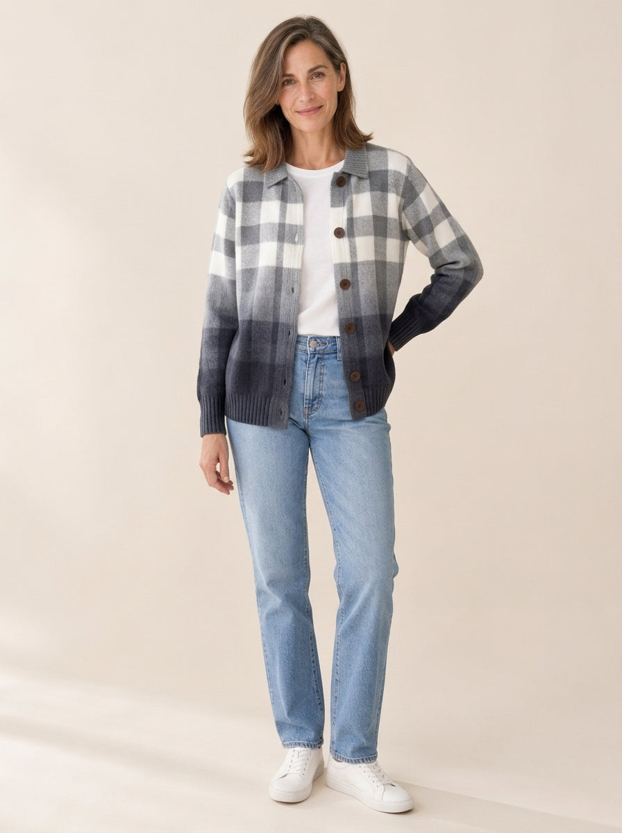 Agnès | Cardigan chaud à carreaux