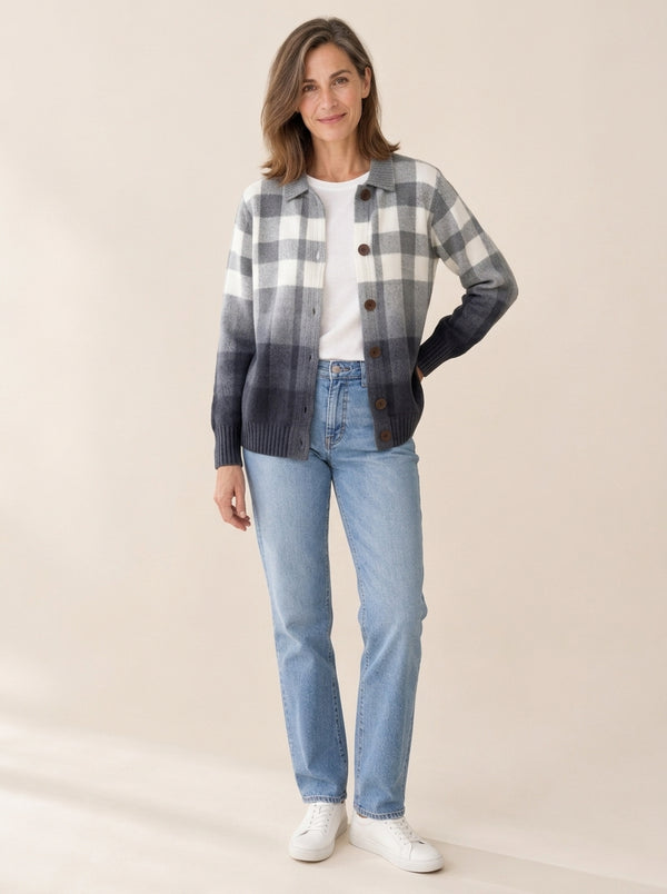 Agnès | Cardigan chaud à carreaux