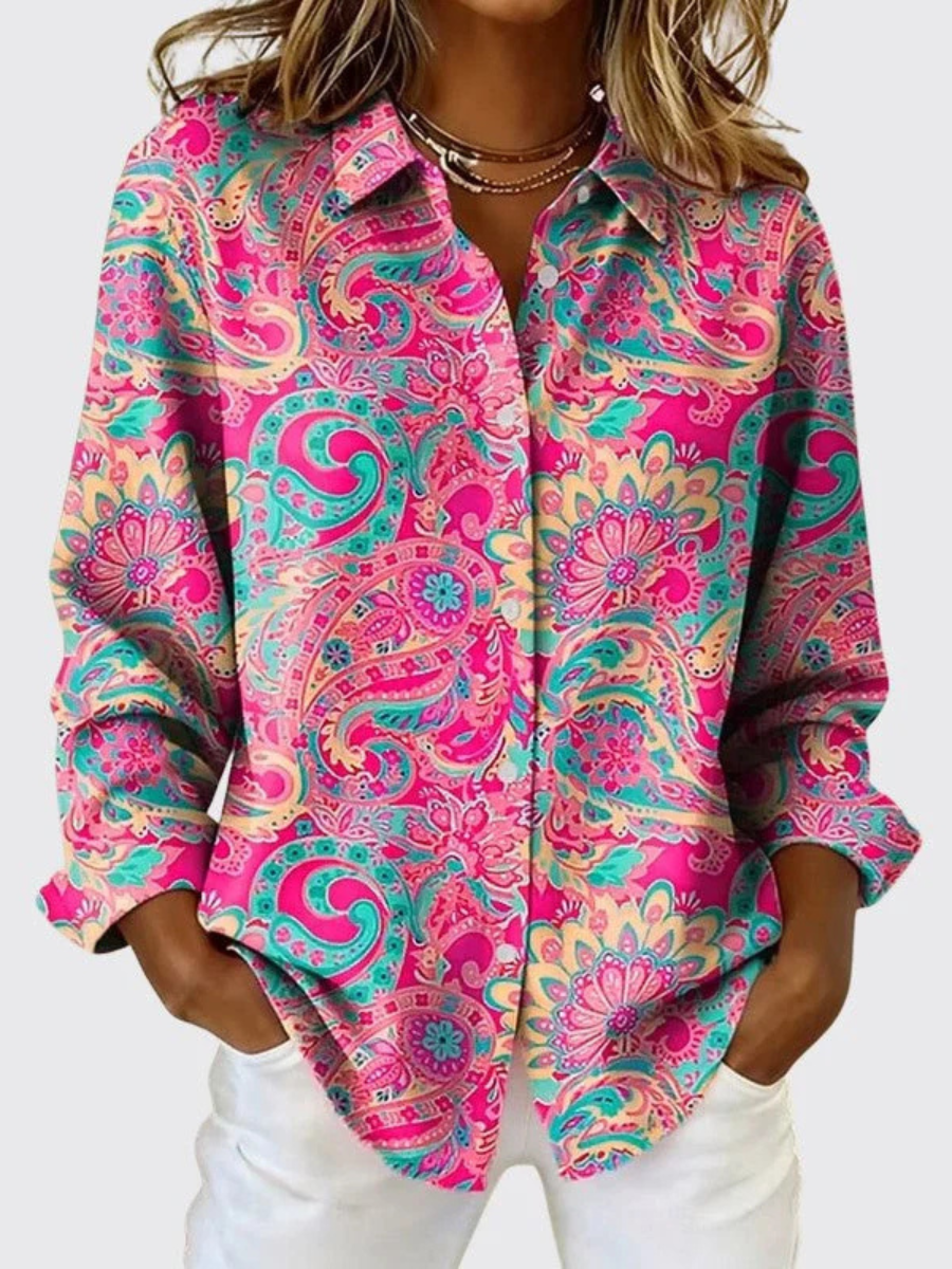Catherine™ | Blouse à motif cachemire et boutons