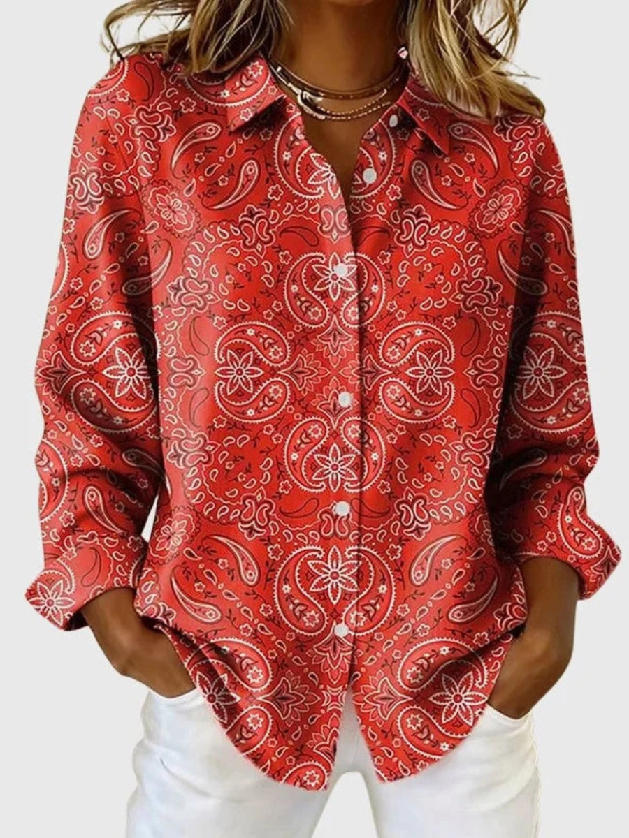 Catherine™ | Blouse à motif cachemire et boutons