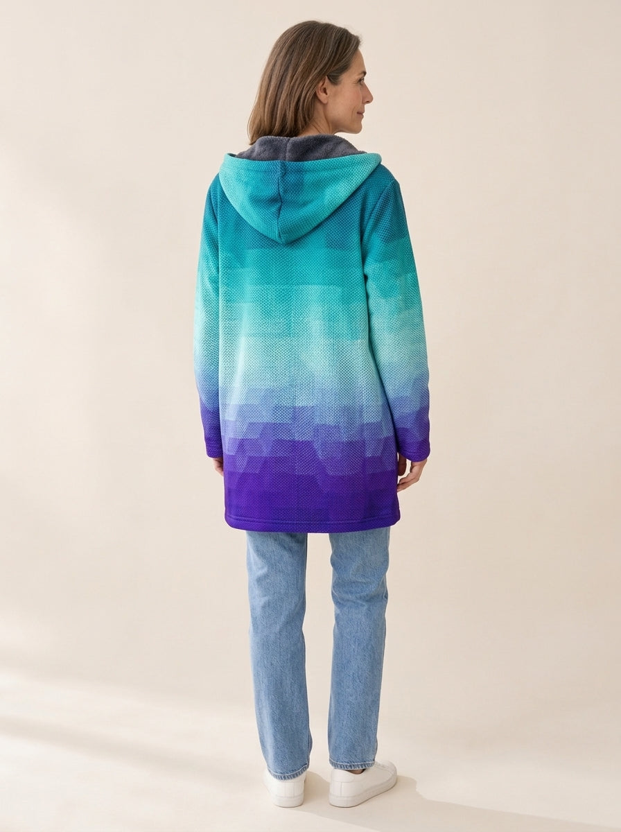Eugénie | Veste à capuche doublée Dégradé lagon