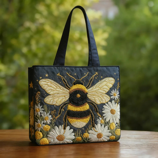 Aline | Sac artisanal Abeille avec marguerites et étoiles