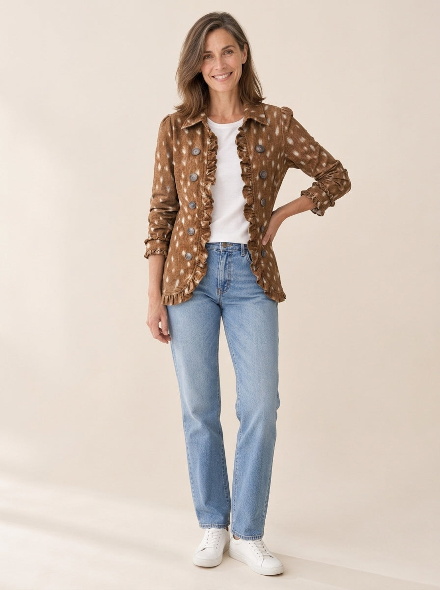 Nolinda | Veste bohème à imprimé animalier et volants