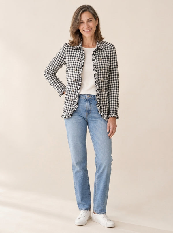 Charlène | Veste vichy à volants