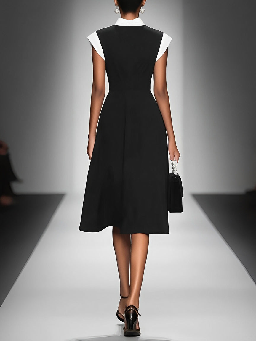 Ariane | Robe midi pour femme à décolleté carré et manches color block