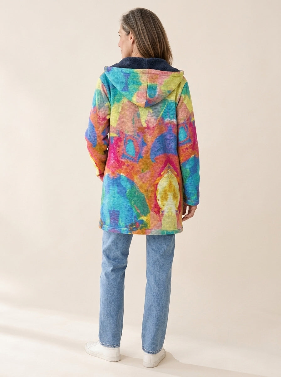 Fleur | Veste à capuche doublée Patchwork pastel